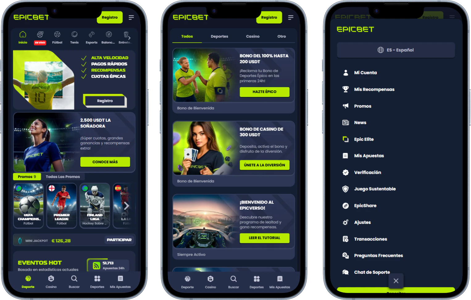 Epicbet: la plataforma en el móvil