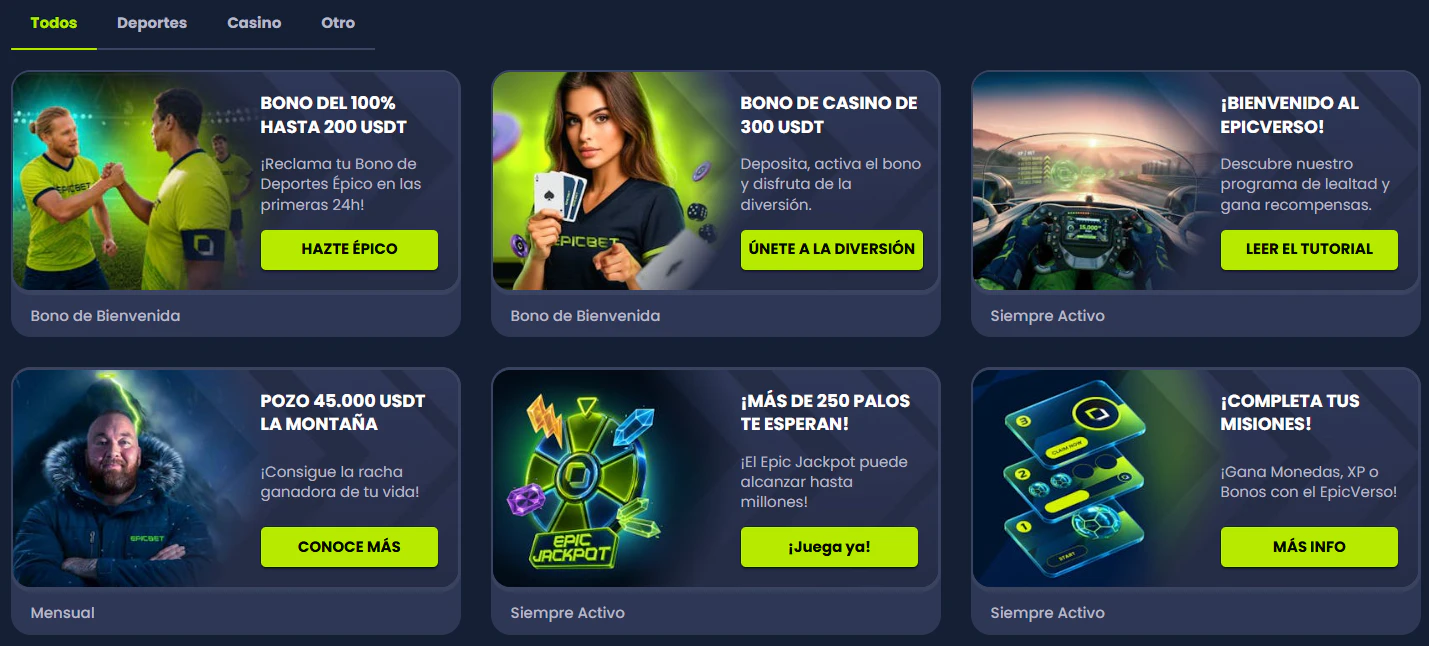 Epicbet: promociones y torneos activos