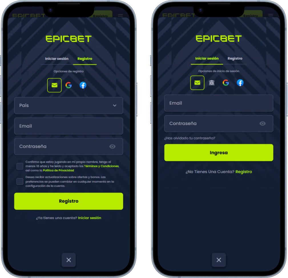 Epicbet: registro y acceso a la cuenta